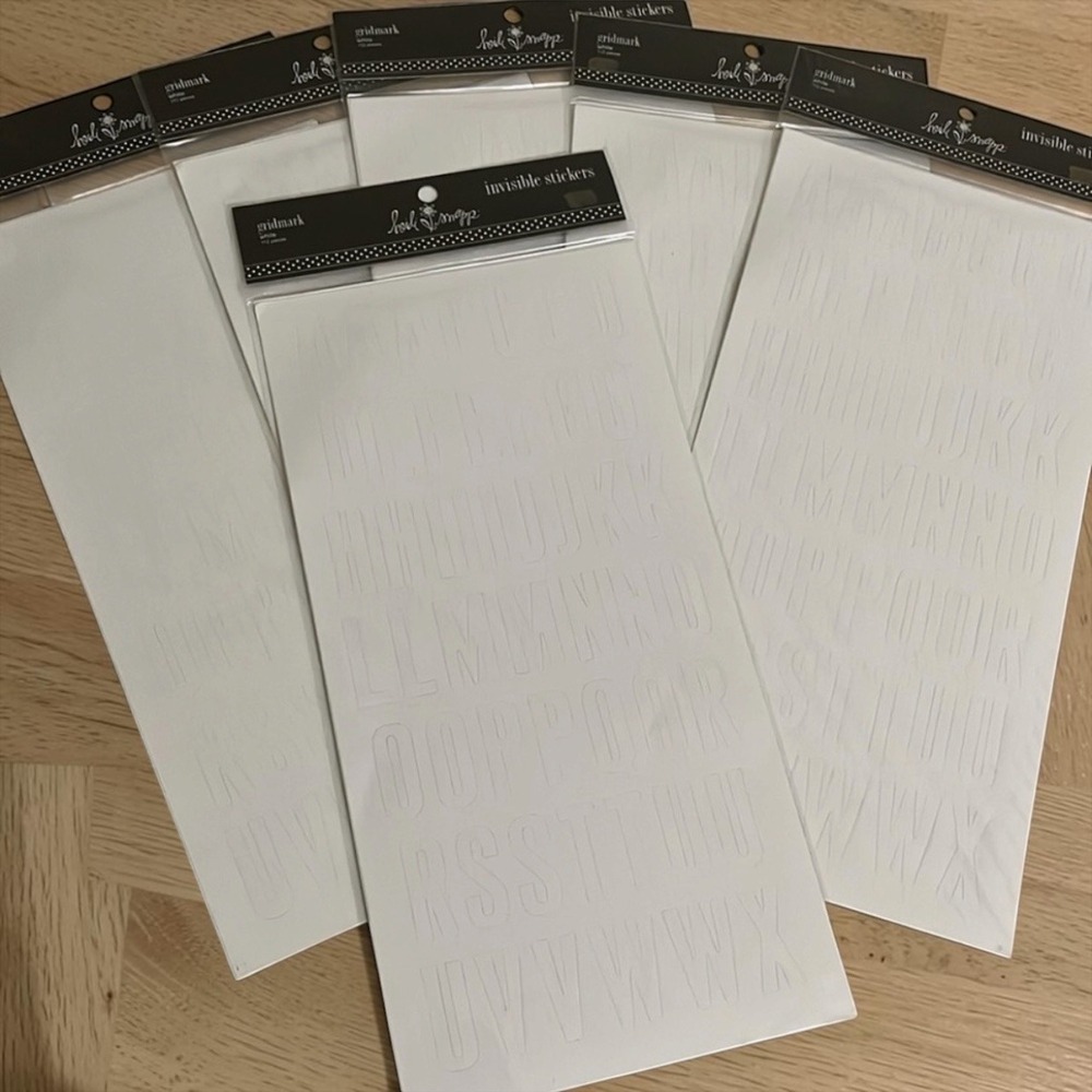 Heidi Swapp Gridmark Invisible Stickers White Alphabet 112pc HS64582 5 Packs